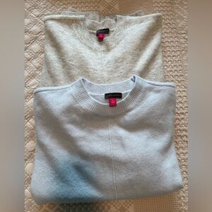 Vince Camuto Women’s Crewneck Sweaters - Super Soft - Light Blue and Light Gray